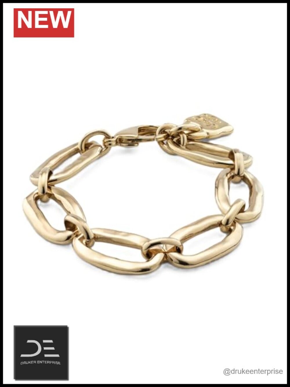 UNOde50 18K Gold-Plated Oval Link Padlock Bracelet Handcrafted